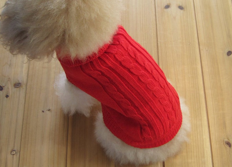 FAMI Dog Clothes Dogs Sweater Soft Puppies Clothing Winter Puppy Sweaters Warm Outfit for Dogs Small XS S Cat Apparel(Red,Medium) - Image 2